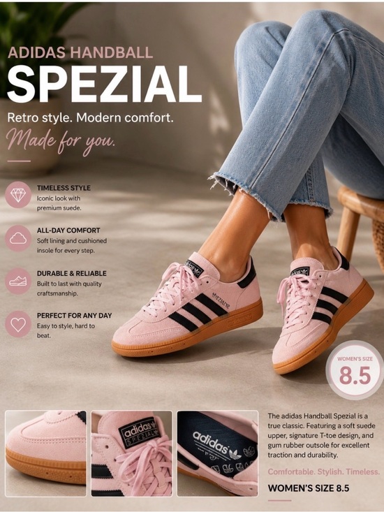 adidas Shoes - adidas Handball Spezial Women’s Pink and Black Suede Sneakers